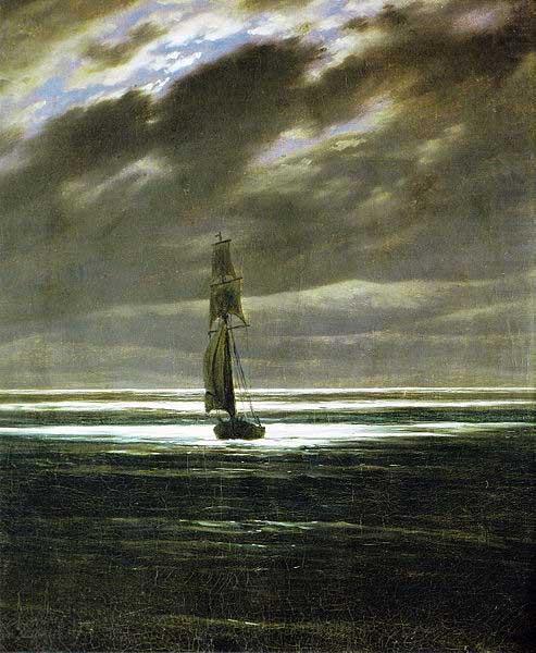 Seascape by Moonlight, also known as Seapiece by Moonlight, Caspar David Friedrich
